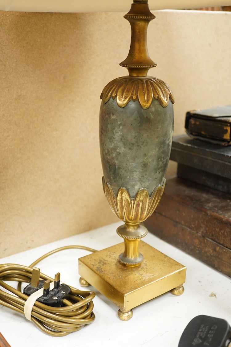 Einar Backstrom - A pair of Swedish table lamps and shades, 33cm high not including light fittings or shade